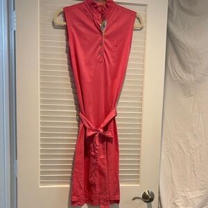 Masters Magnolia Lane Sleeveless Pink Tie-Waist Polo Dress Small